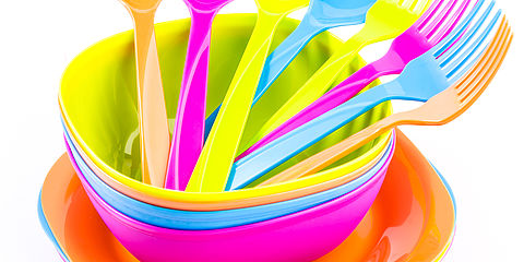 Colourful plastic cutlery